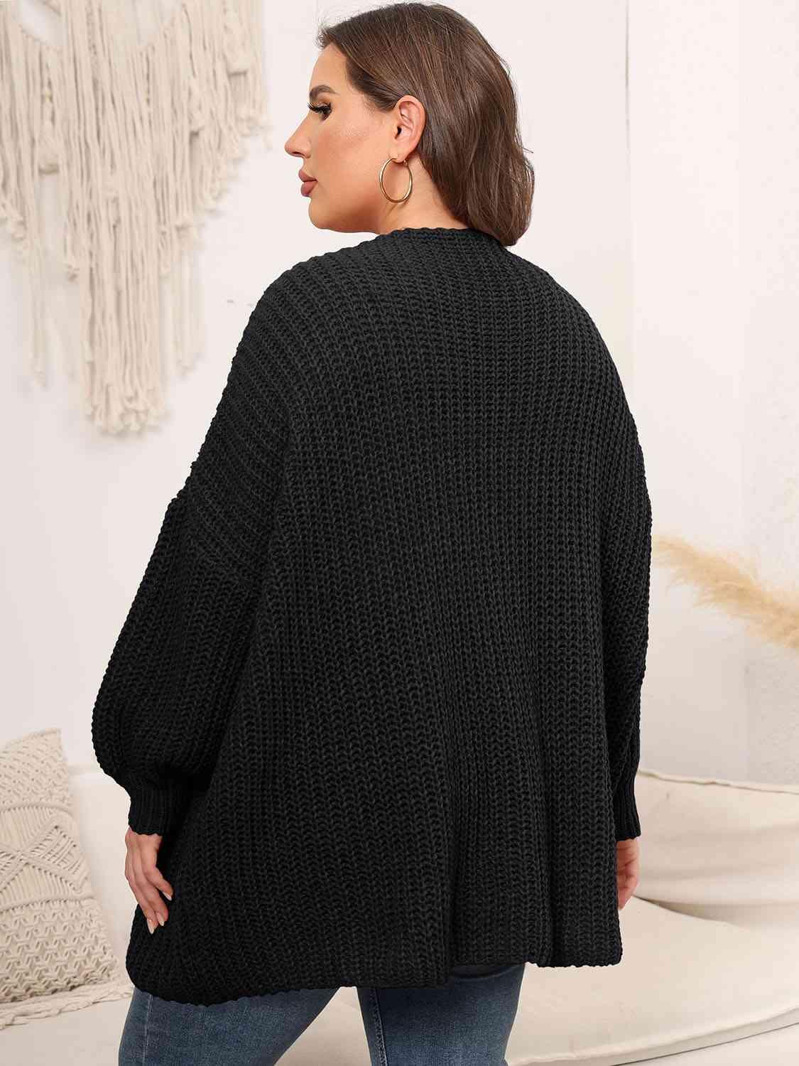Plus Size Open Front Knit Cardigan in 4 Colors - Olive Ave