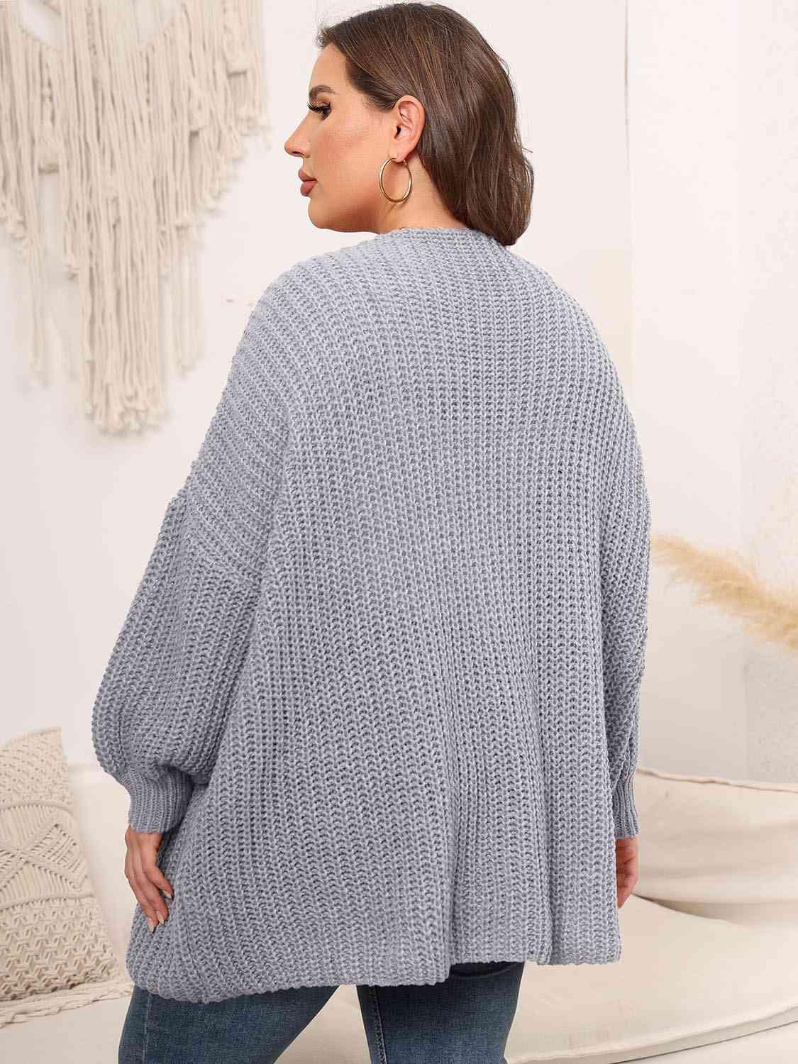 Plus Size Open Front Knit Cardigan in 4 Colors - Olive Ave