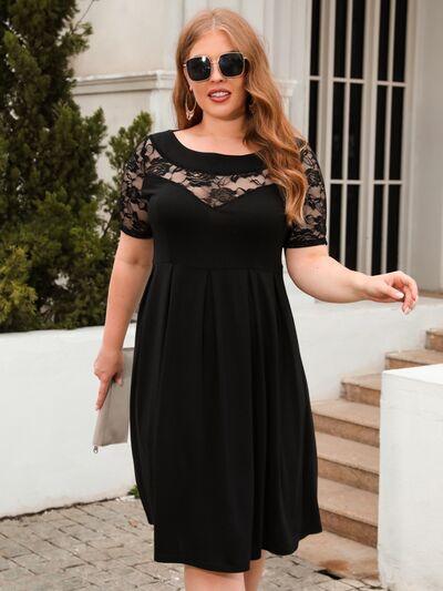 Plus Size Ruched Lace Dress in 8 Colors - Olive Ave