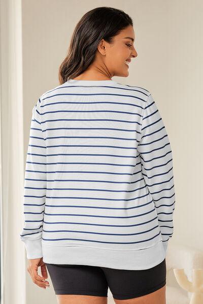 Plus Size Striped Long Sleeve T-Shirt - Olive Ave