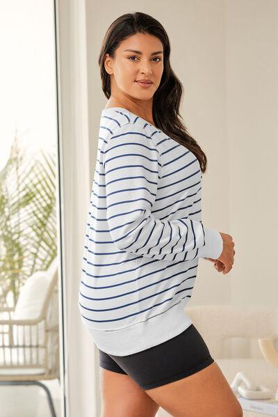 Plus Size Striped Long Sleeve T-Shirt - Olive Ave