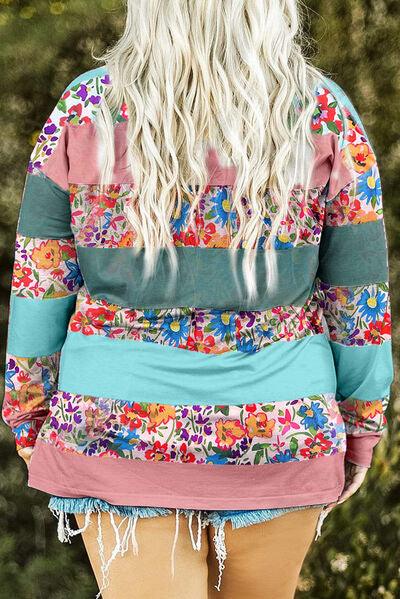 Plus Size Striped Slit Long Sleeve Top in 8 Colors - Olive Ave