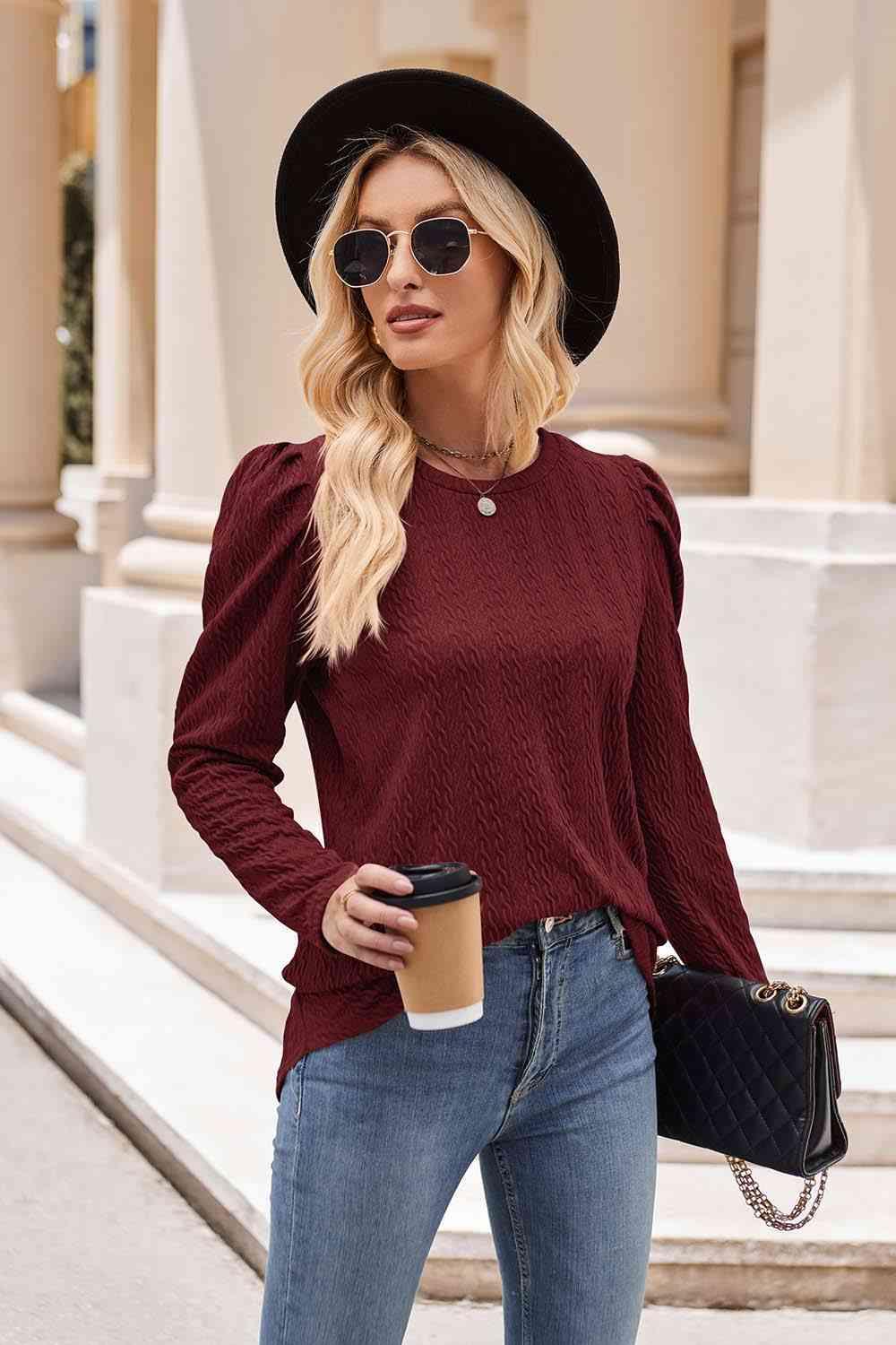 Puff Sleeve Blouse in 7 Colors - Olive Ave