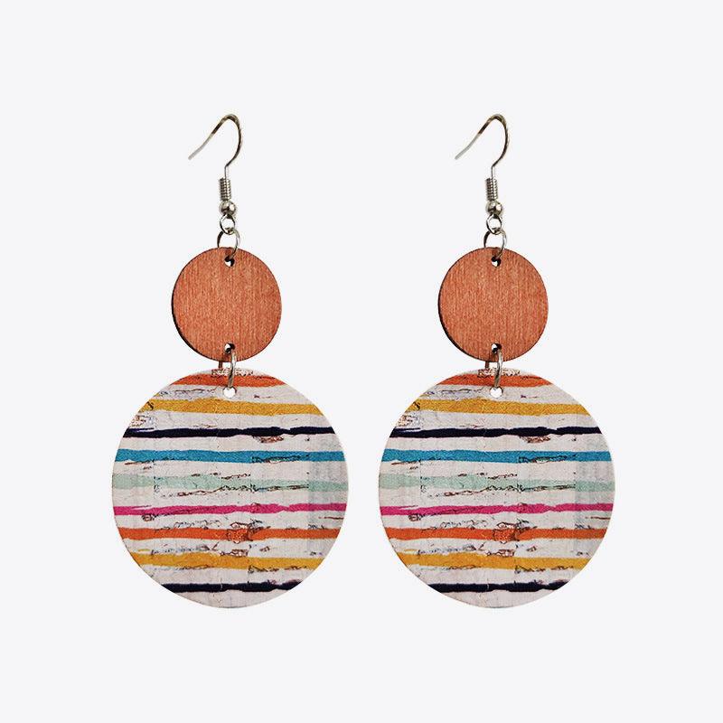 Round Shape Wooden Dangle Earrings - Olive Ave