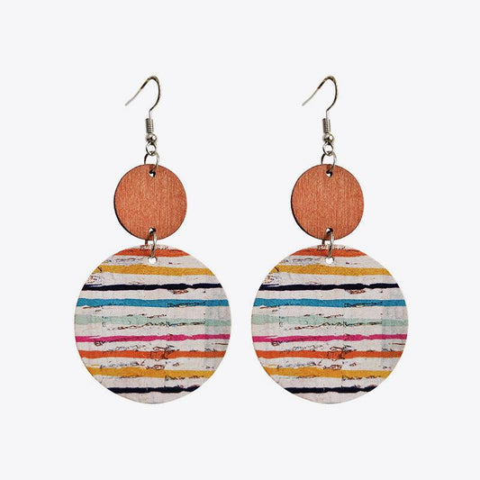 Round Shape Wooden Dangle Earrings - Olive Ave