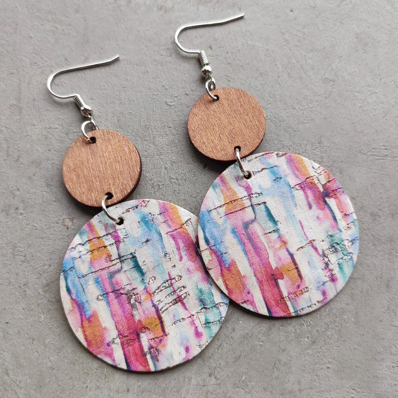 Round Shape Wooden Dangle Earrings - Olive Ave