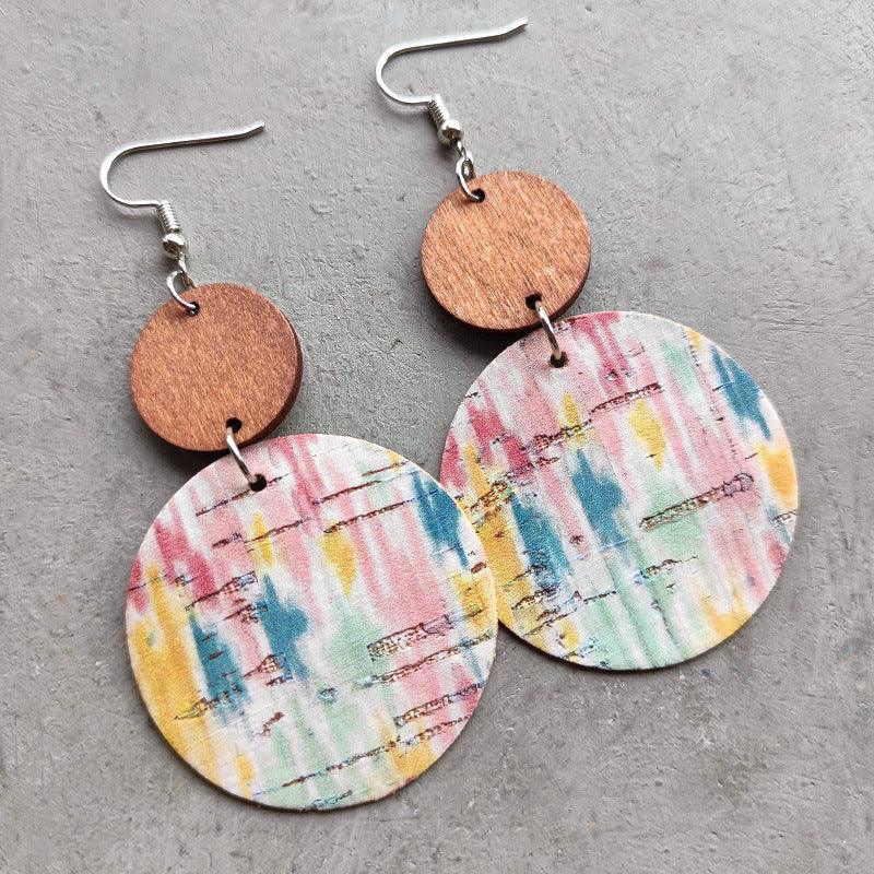 Round Shape Wooden Dangle Earrings - Olive Ave