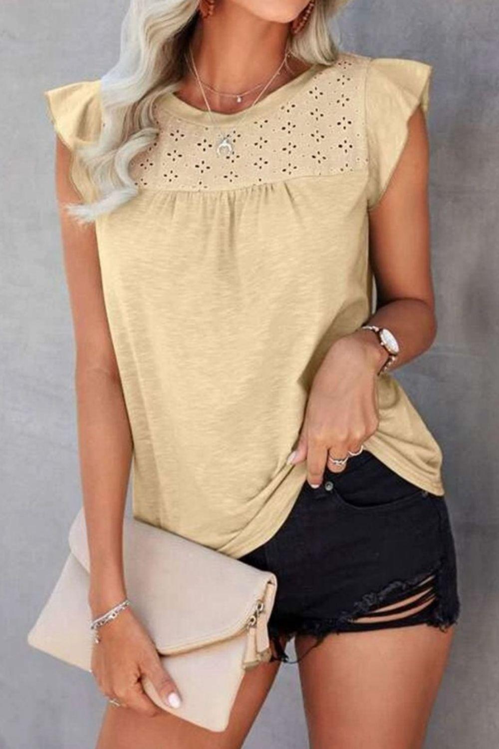 Ruffled Cap Sleeve Top in 6 Colors - Olive Ave