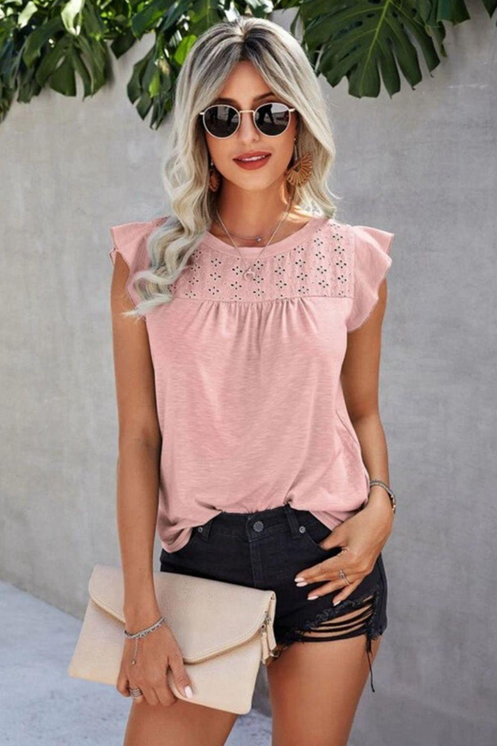 Ruffled Cap Sleeve Top in 6 Colors - Olive Ave