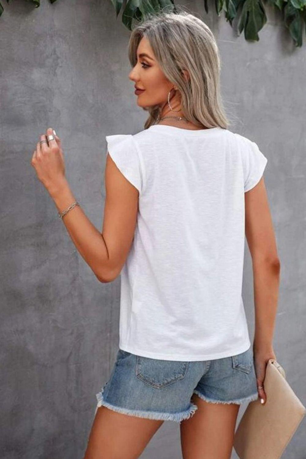 Ruffled Cap Sleeve Top in 6 Colors - Olive Ave