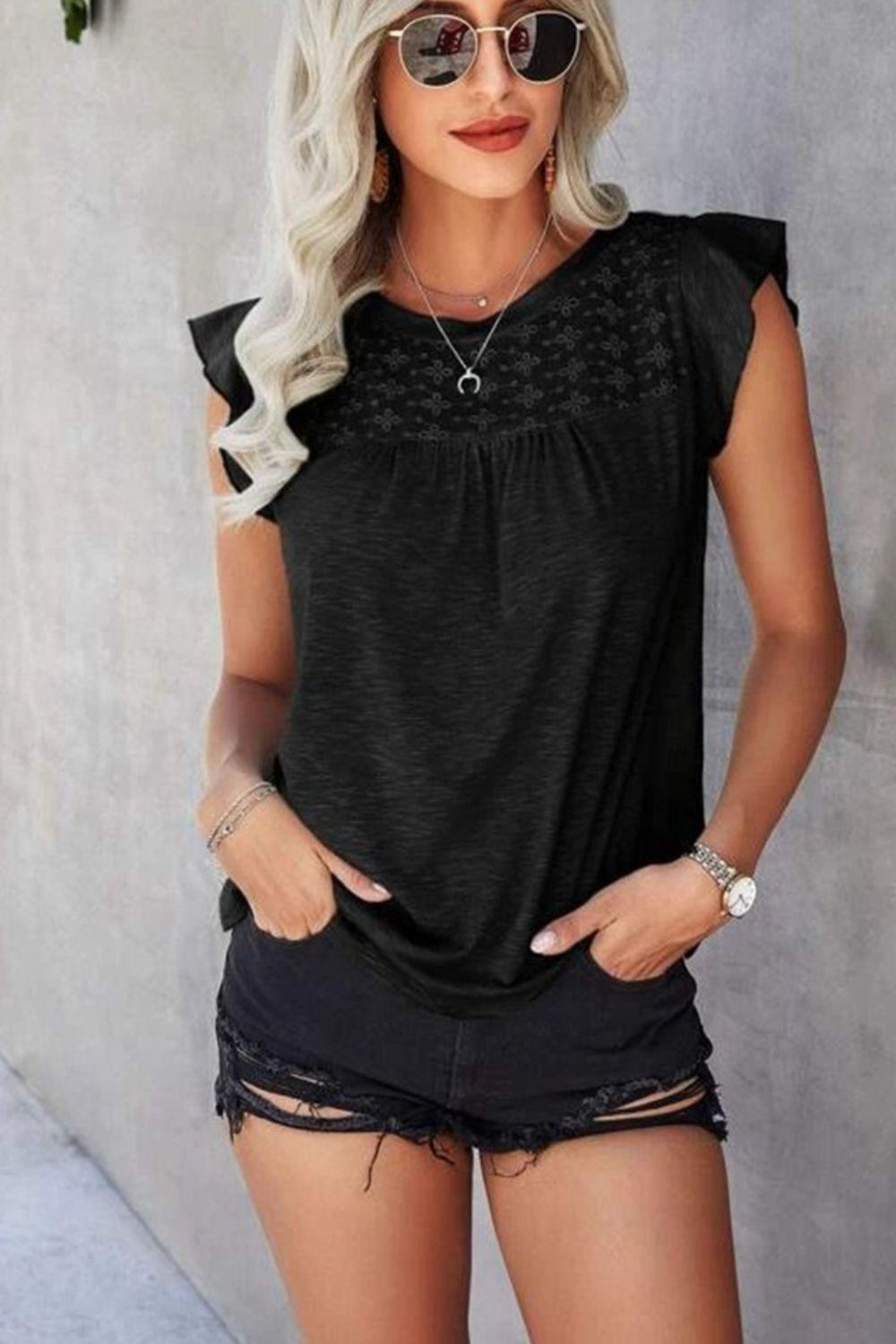 Ruffled Cap Sleeve Top in 6 Colors - Olive Ave