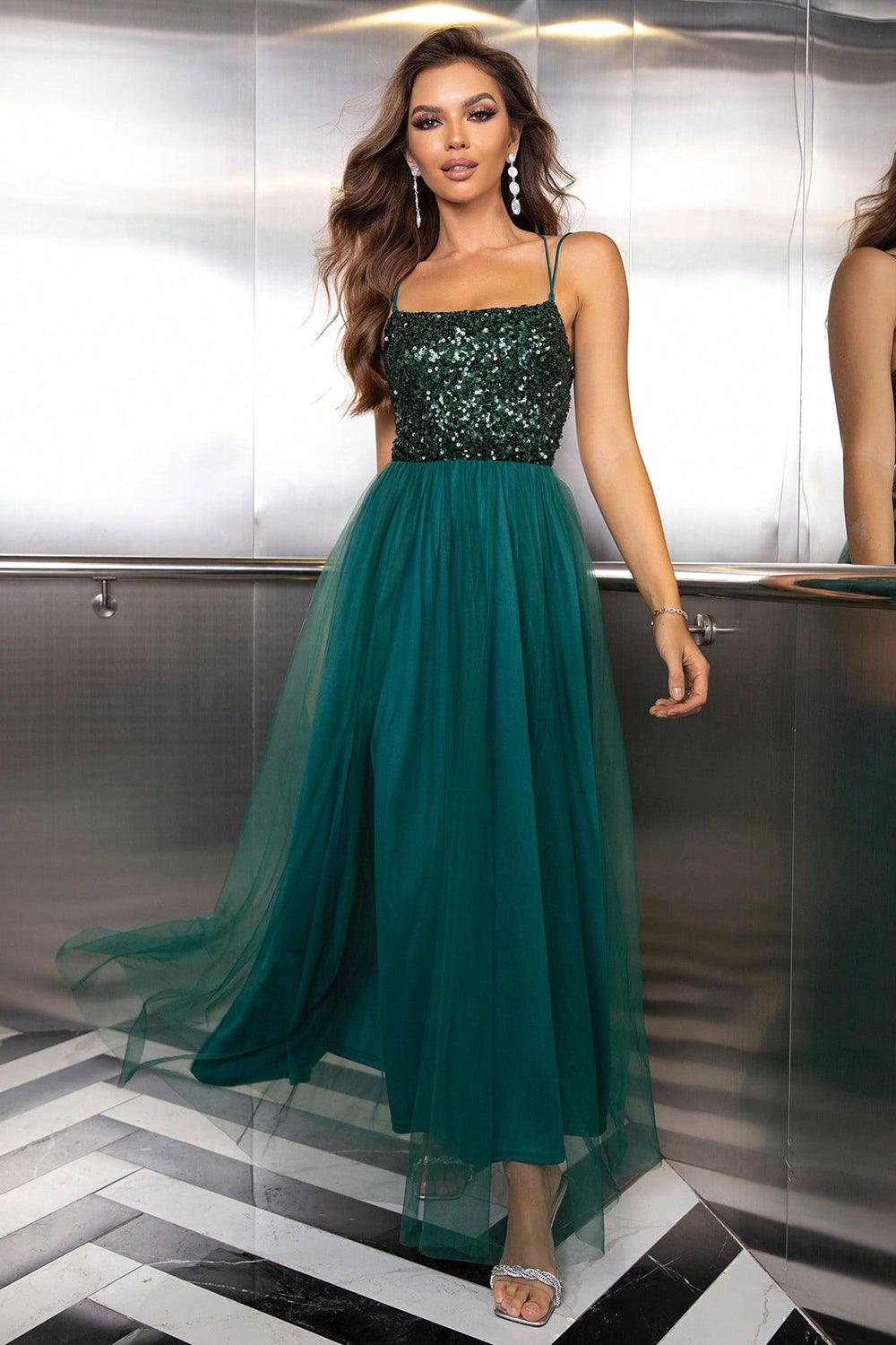 Sage Lace-Up Backless Mesh Dress - Olive Ave