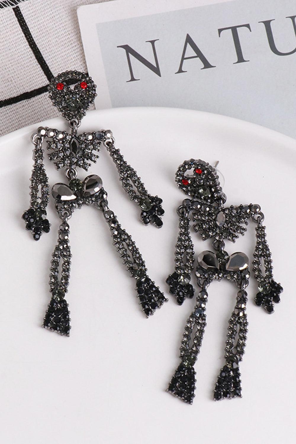 Skeleton Glass Stone Dangle Earrings - Olive Ave