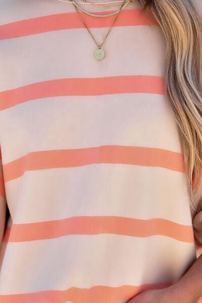 Striped Dropped Shoulder Sweatshirt - Olive Ave