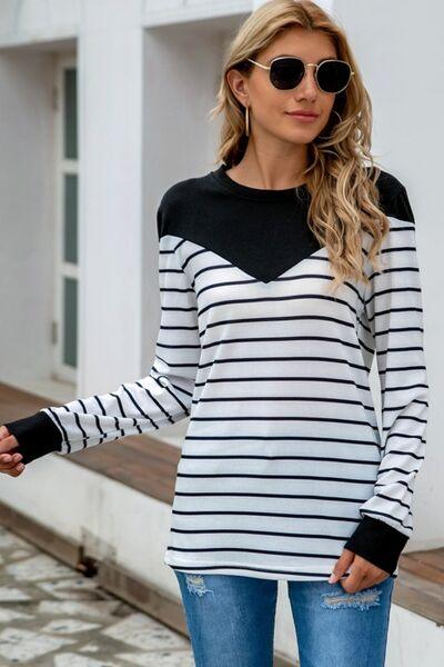 Striped Long Sleeve T-Shirt in 5 Colors - Olive Ave