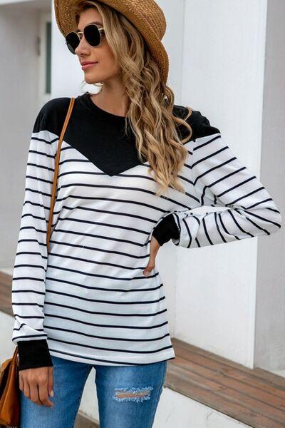 Striped Long Sleeve T-Shirt in 5 Colors - Olive Ave