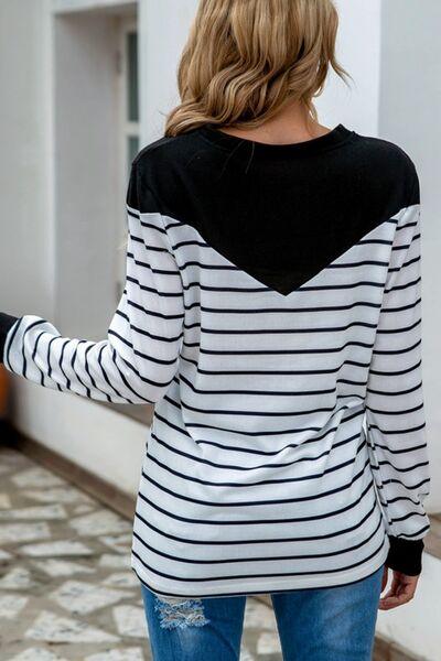Striped Long Sleeve T-Shirt in 5 Colors - Olive Ave