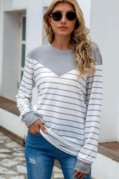 Striped Long Sleeve T-Shirt in 5 Colors - Olive Ave