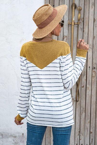 Striped Long Sleeve T-Shirt in 5 Colors - Olive Ave