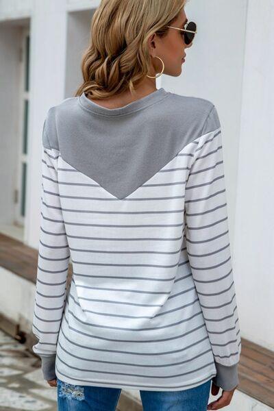 Striped Long Sleeve T-Shirt in 5 Colors - Olive Ave