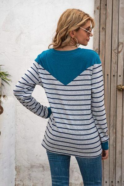 Striped Long Sleeve T-Shirt in 5 Colors - Olive Ave