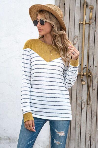 Striped Long Sleeve T-Shirt in 5 Colors - Olive Ave