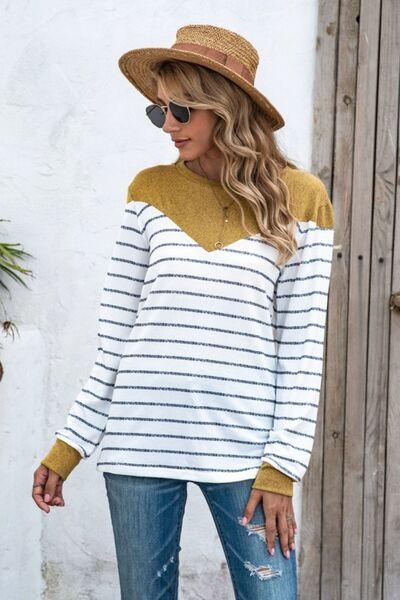 Striped Long Sleeve T-Shirt in 5 Colors - Olive Ave