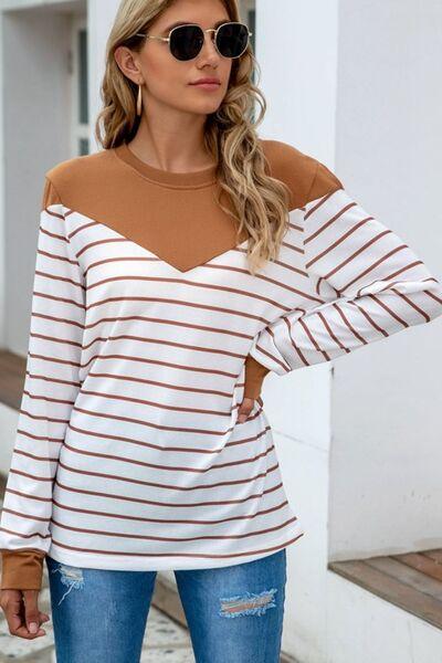 Striped Long Sleeve T-Shirt in 5 Colors - Olive Ave