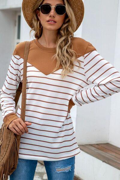 Striped Long Sleeve T-Shirt in 5 Colors - Olive Ave