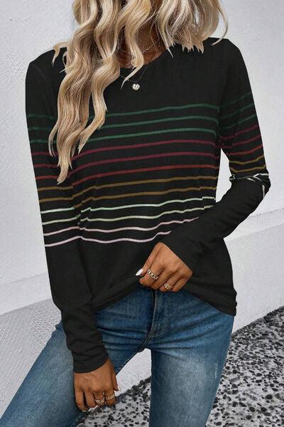 Striped Long Sleeve Top in 6 Colors - Olive Ave