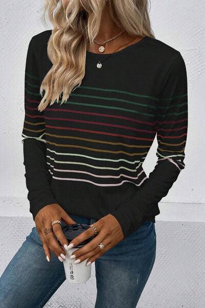 Striped Long Sleeve Top in 6 Colors - Olive Ave