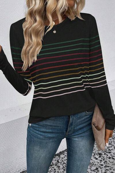 Striped Long Sleeve Top in 6 Colors - Olive Ave