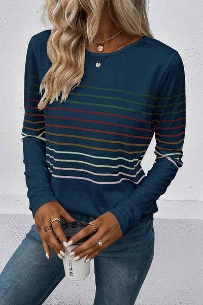 Striped Long Sleeve Top in 6 Colors - Olive Ave