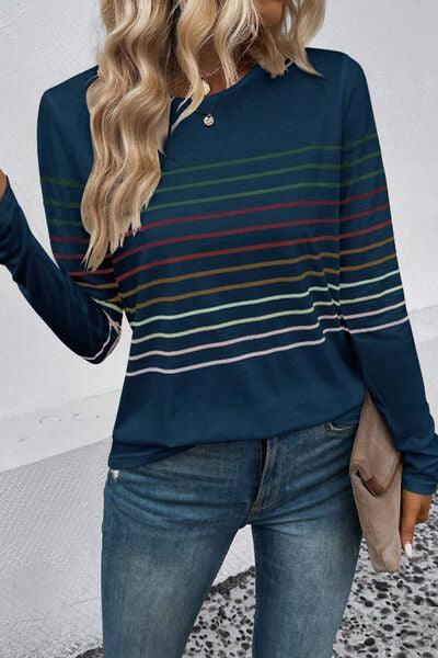 Striped Long Sleeve Top in 6 Colors - Olive Ave