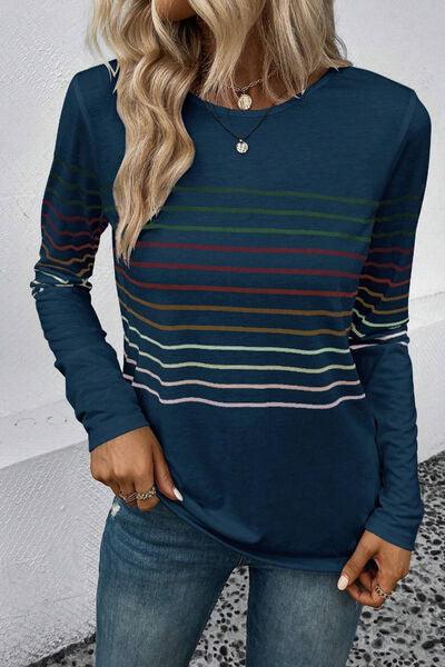 Striped Long Sleeve Top in 6 Colors - Olive Ave
