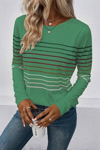Striped Long Sleeve Top in 6 Colors - Olive Ave