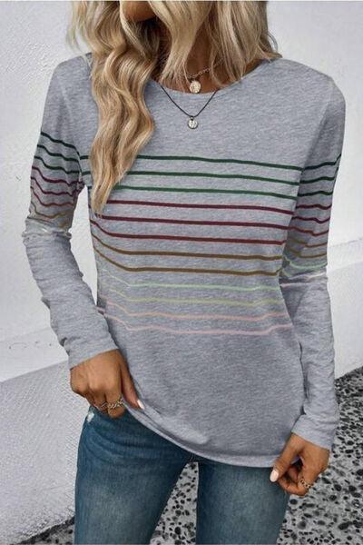 Striped Long Sleeve Top in 6 Colors - Olive Ave