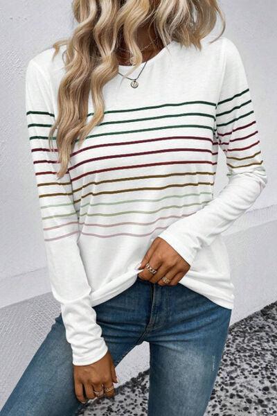 Striped Long Sleeve Top in 6 Colors - Olive Ave