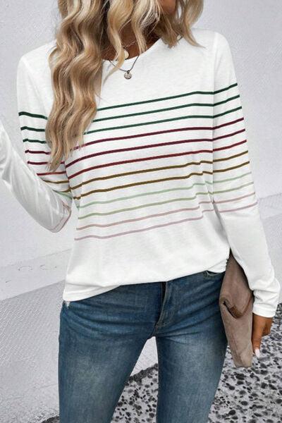 Striped Long Sleeve Top in 6 Colors - Olive Ave