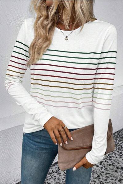 Striped Long Sleeve Top in 6 Colors - Olive Ave