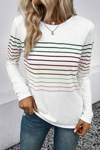 Striped Long Sleeve Top in 6 Colors - Olive Ave