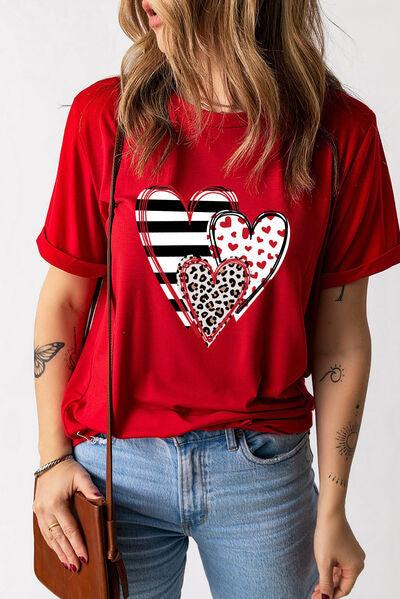 Three Heart Graphic Tee - Olive Ave