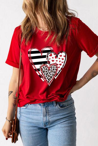 Three Heart Graphic Tee - Olive Ave
