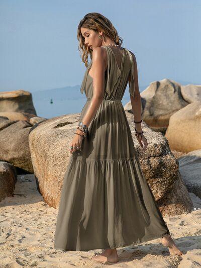 Tie Shoulder Crochet Maxi Dress in 3 Colors - Olive Ave