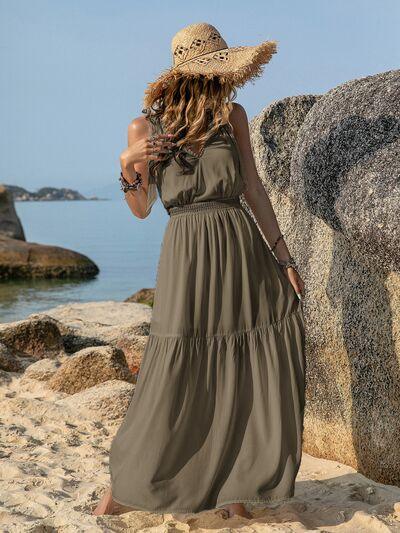 Tie Shoulder Crochet Maxi Dress in 3 Colors - Olive Ave
