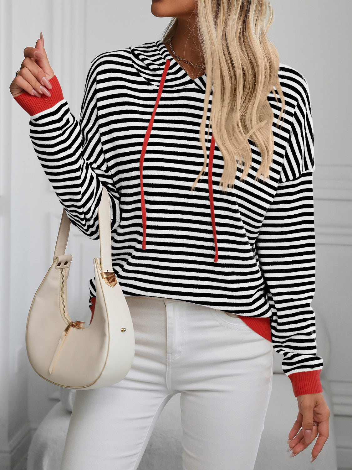 Striped Hooded Knit Top in 6 Colors