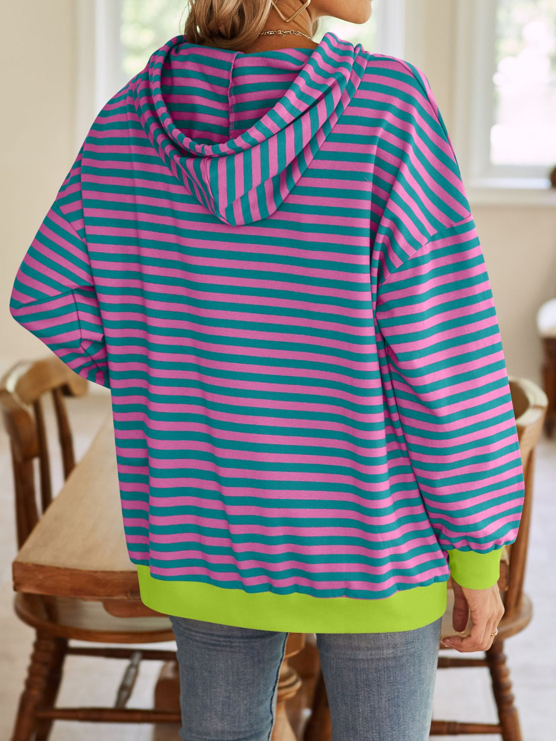 Drawstring Striped Hoodie in 6 Colors