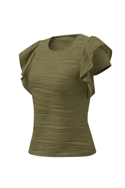 Textured Ruffle Top - Olive Ave