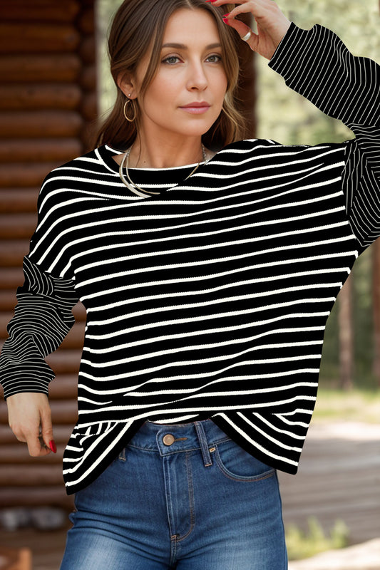 Striped Dropped Shoulder Top in 2 Colors