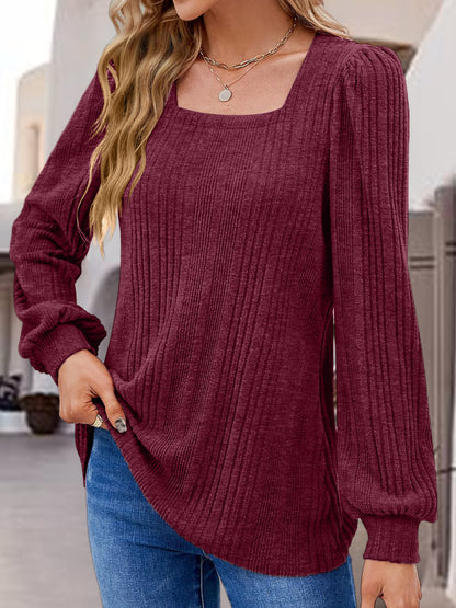 Ribbed Square Neck Top in 6 Colors